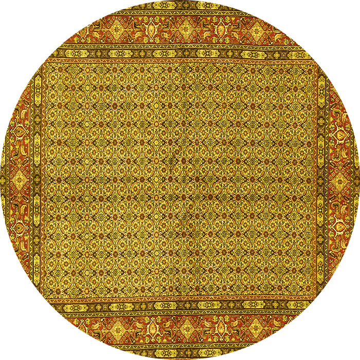 Round Machine Washable Persian Yellow Traditional Rug, wshtr954yw
