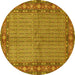 Round Machine Washable Persian Yellow Traditional Rug, wshtr954yw
