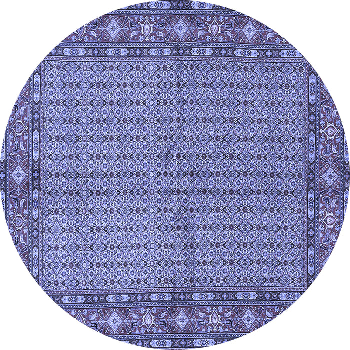 Round Machine Washable Persian Blue Traditional Rug, wshtr954blu
