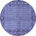 Round Machine Washable Persian Blue Traditional Rug, wshtr954blu