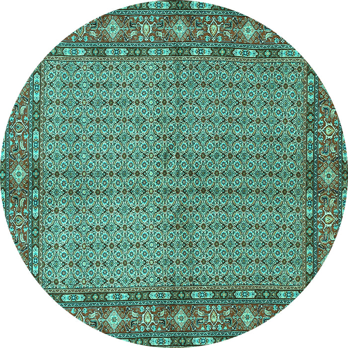 Round Machine Washable Persian Turquoise Traditional Area Rugs, wshtr954turq