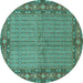 Round Machine Washable Persian Turquoise Traditional Area Rugs, wshtr954turq