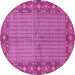 Round Machine Washable Persian Pink Traditional Rug, wshtr954pnk