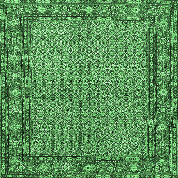 Square Machine Washable Persian Emerald Green Traditional Area Rugs, wshtr954emgrn