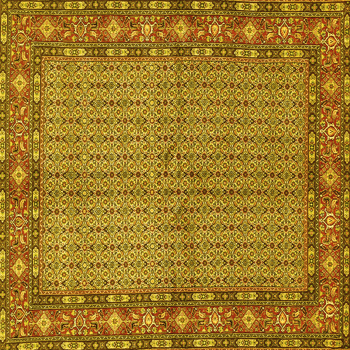 Square Machine Washable Persian Yellow Traditional Rug, wshtr954yw