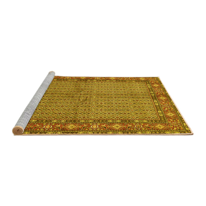 Sideview of Machine Washable Persian Yellow Traditional Rug, wshtr954yw