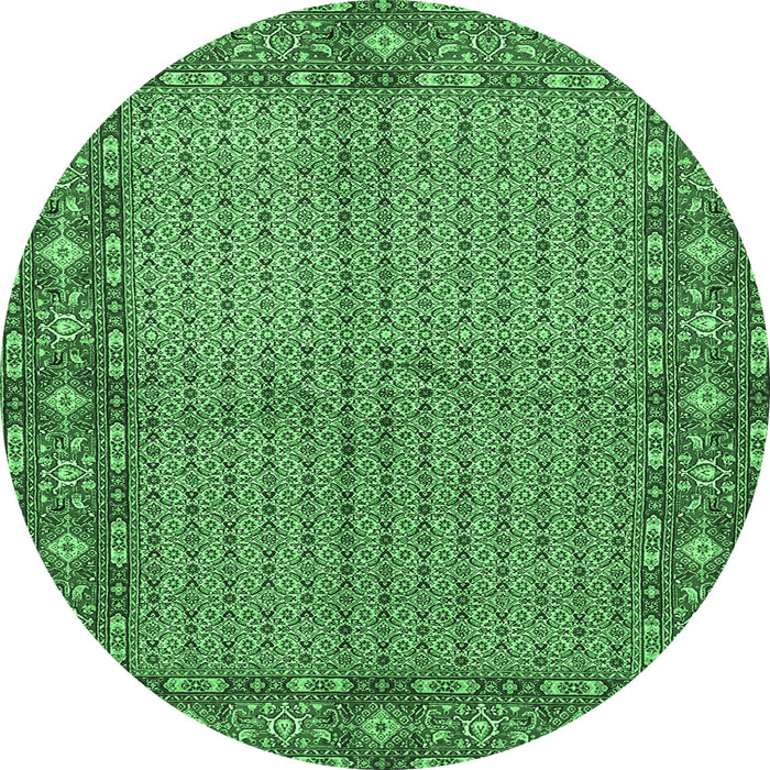 Round Persian Emerald Green Traditional Rug, tr954emgrn