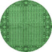 Round Persian Emerald Green Traditional Rug, tr954emgrn