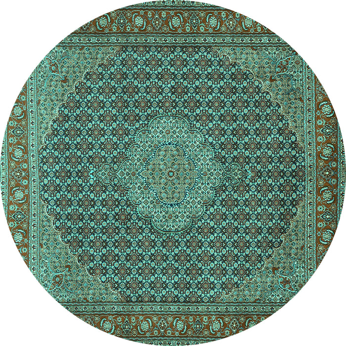 Round Persian Turquoise Traditional Rug, tr955turq