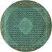 Round Persian Turquoise Traditional Rug, tr955turq