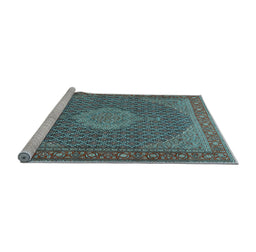 Sideview of Machine Washable Persian Light Blue Traditional Rug, wshtr955lblu