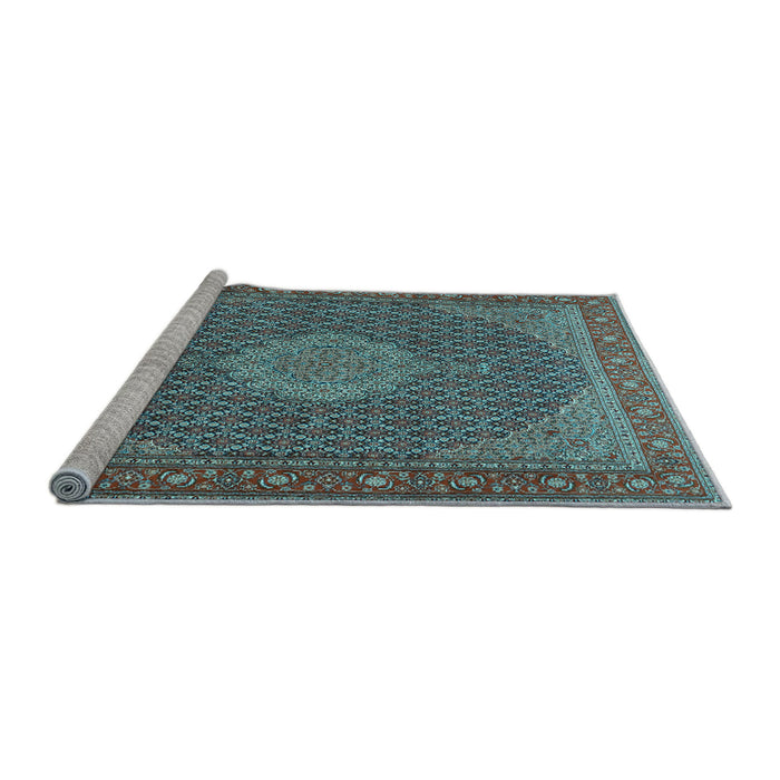Sideview of Machine Washable Persian Light Blue Traditional Rug, wshtr955lblu