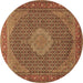 Round Machine Washable Persian Brown Traditional Rug, wshtr955brn