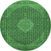 Round Persian Emerald Green Traditional Rug, tr955emgrn