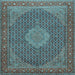 Square Machine Washable Persian Light Blue Traditional Rug, wshtr955lblu