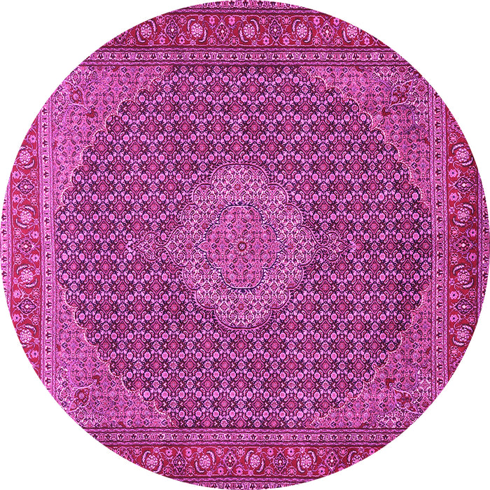 Round Machine Washable Persian Pink Traditional Rug, wshtr955pnk