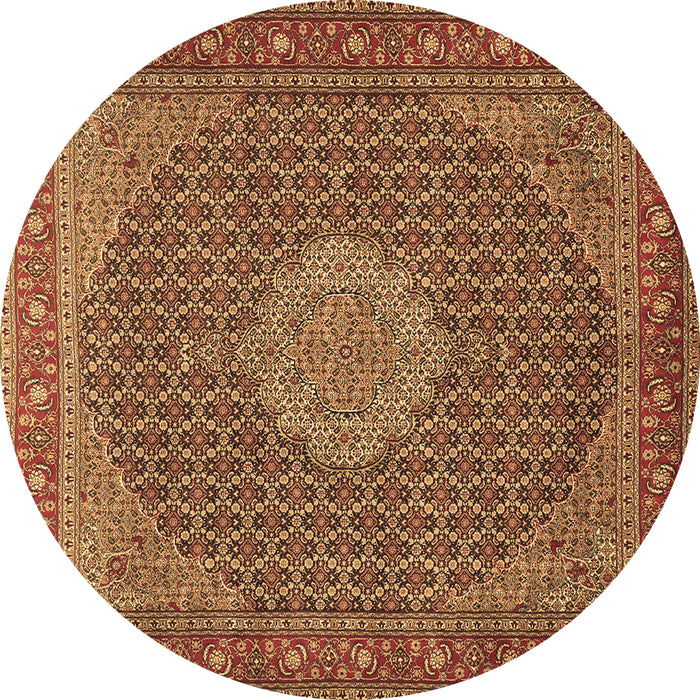 Round Persian Brown Traditional Rug, tr955brn