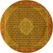 Round Machine Washable Persian Yellow Traditional Rug, wshtr955yw