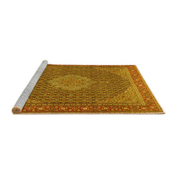 Sideview of Machine Washable Persian Yellow Traditional Rug, wshtr955yw