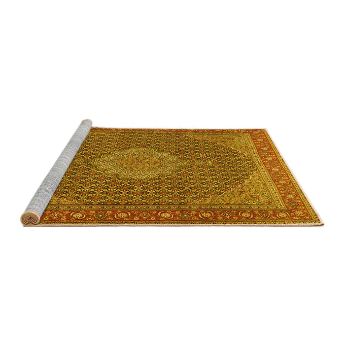 Sideview of Machine Washable Persian Yellow Traditional Rug, wshtr955yw