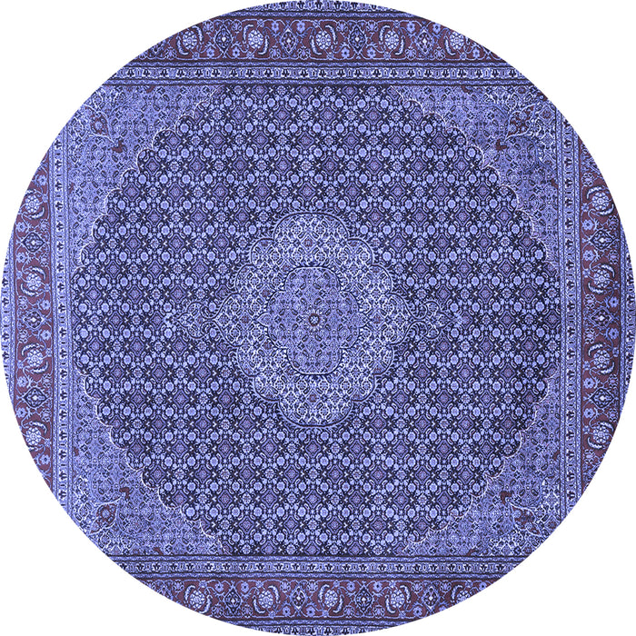 Round Machine Washable Persian Blue Traditional Rug, wshtr955blu