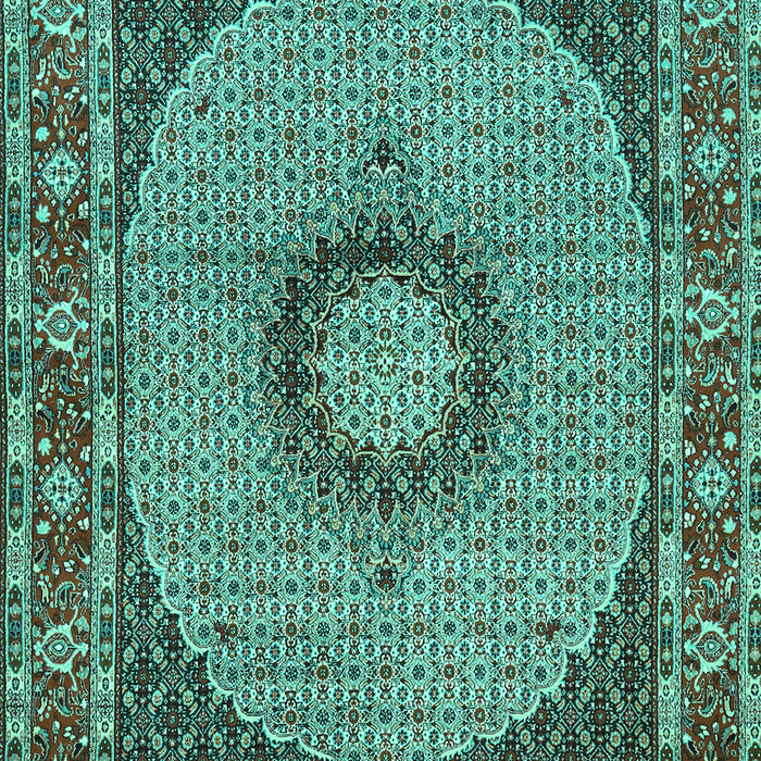 Machine Washable Medallion Turquoise Traditional Area Rugs, wshtr956turq