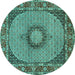 Round Medallion Turquoise Traditional Rug, tr956turq