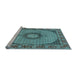 Sideview of Machine Washable Medallion Light Blue Traditional Rug, wshtr956lblu