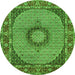 Square Medallion Green Traditional Rug, tr956grn