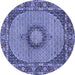 Round Medallion Blue Traditional Rug, tr956blu