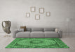 Machine Washable Medallion Emerald Green Traditional Area Rugs in a Living Room,, wshtr956emgrn