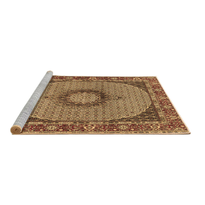 Sideview of Machine Washable Medallion Brown Traditional Rug, wshtr956brn