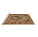 Sideview of Machine Washable Medallion Brown Traditional Rug, wshtr956brn