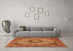 Machine Washable Medallion Orange Traditional Area Rugs in a Living Room, wshtr956org