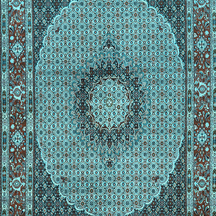 Machine Washable Medallion Light Blue Traditional Rug, wshtr956lblu