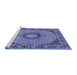 Sideview of Machine Washable Medallion Blue Traditional Rug, wshtr956blu