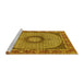 Sideview of Machine Washable Medallion Yellow Traditional Rug, wshtr956yw