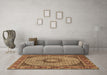 Machine Washable Medallion Brown Traditional Rug in a Living Room,, wshtr956brn