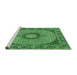 Sideview of Machine Washable Medallion Emerald Green Traditional Area Rugs, wshtr956emgrn