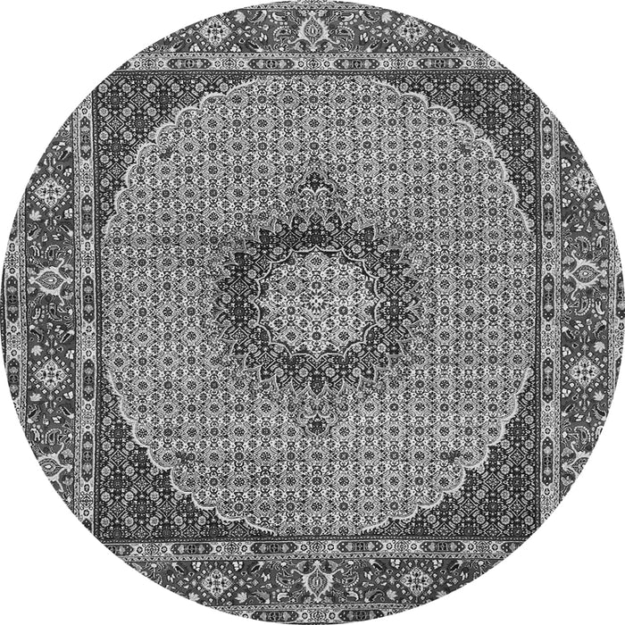 Machine Washable Medallion Gray Traditional Rug, wshtr956gry