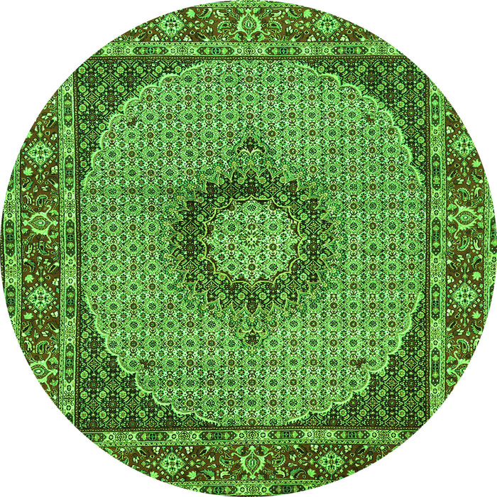 Machine Washable Medallion Green Traditional Area Rugs, wshtr956grn