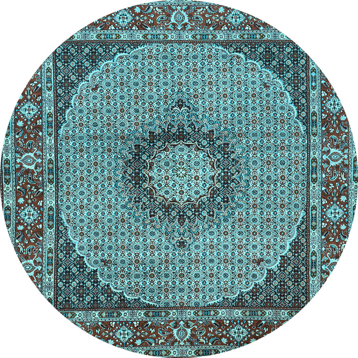 Round Medallion Light Blue Traditional Rug, tr956lblu