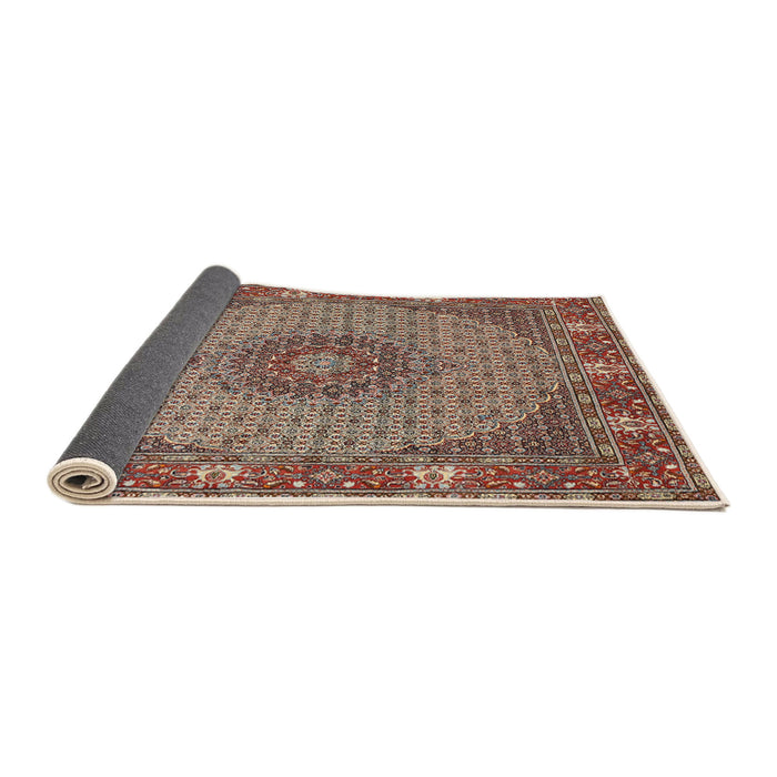Sideview of Traditional Light French Beige Brown Medallion Rug, tr957