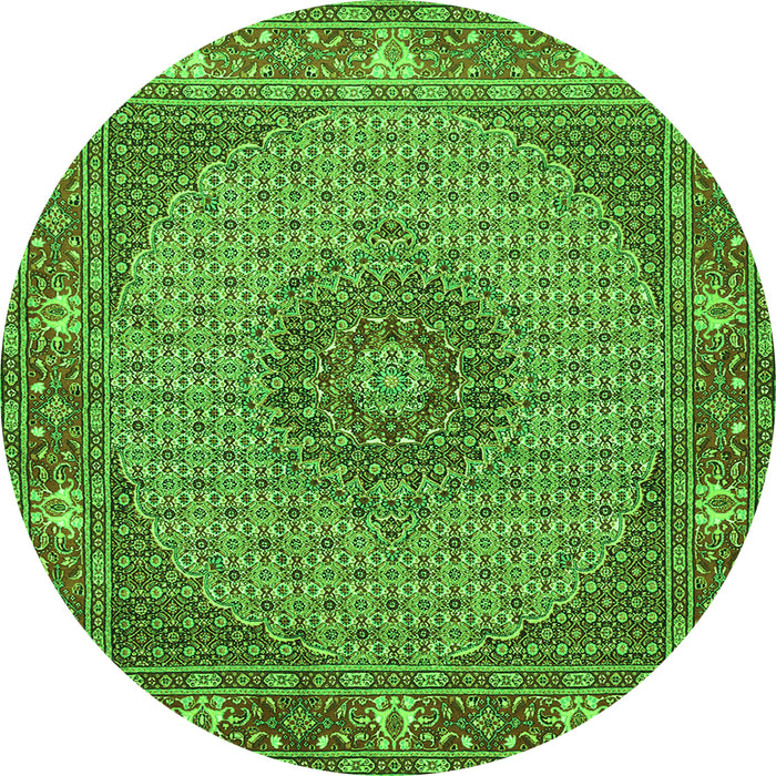 Machine Washable Medallion Green Traditional Area Rugs, wshtr957grn