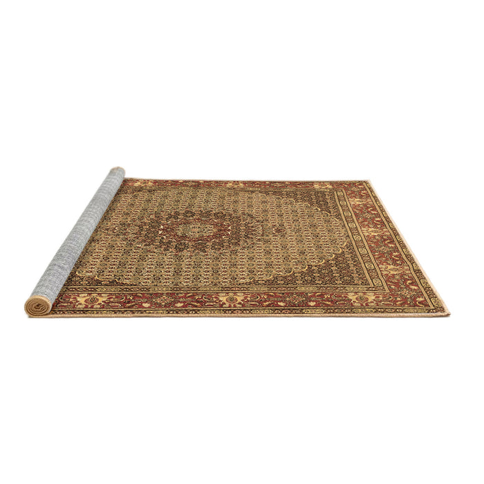 Sideview of Machine Washable Medallion Brown Traditional Rug, wshtr957brn