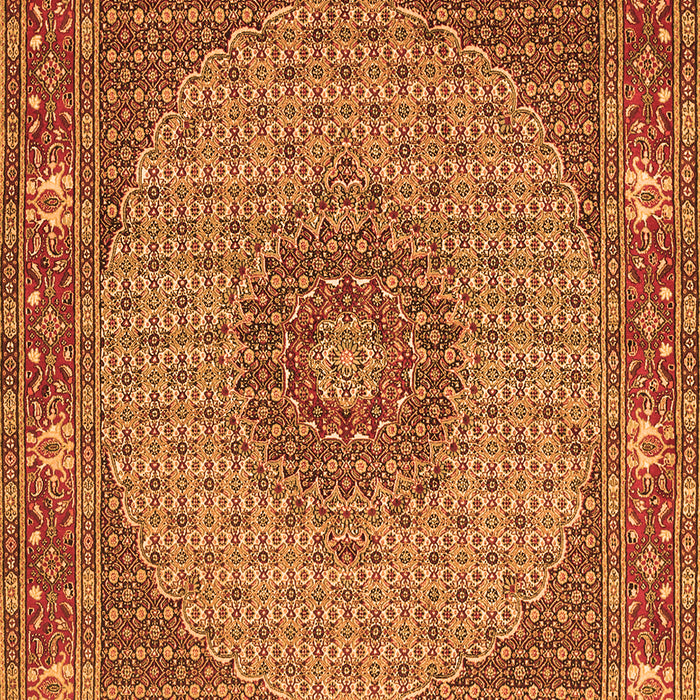 Serging Thickness of Machine Washable Medallion Orange Traditional Area Rugs, wshtr957org