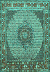 Medallion Turquoise Traditional Rug, tr957turq