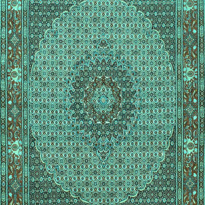 Machine Washable Medallion Turquoise Traditional Area Rugs, wshtr957turq