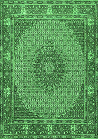 Medallion Emerald Green Traditional Rug, tr957emgrn