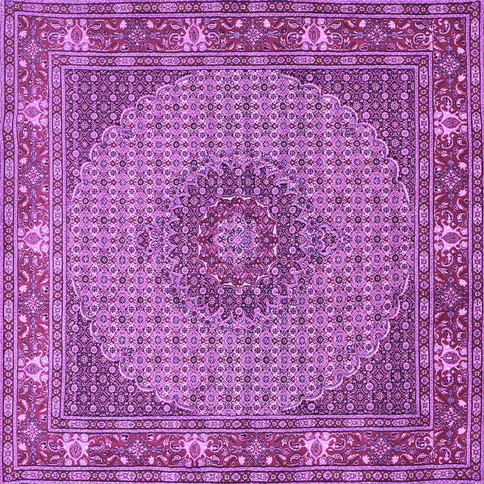 Square Machine Washable Medallion Purple Traditional Area Rugs, wshtr957pur
